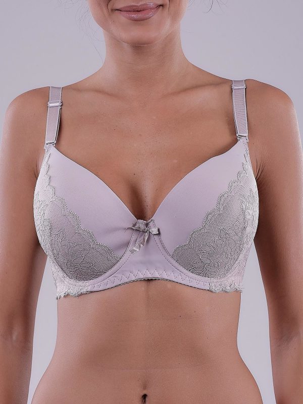 Wholesale Padded dark beige bra with lace