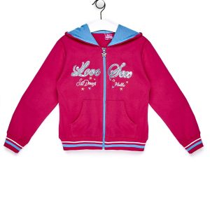 Wholesale Dark pink sweatshirt for girl with sequin lettering