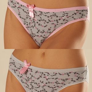 Wholesale Pink Grey Women's Floral Briefs 2-Pack