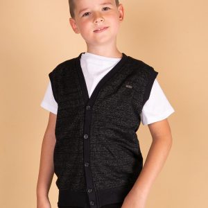 Wholesale Boys' Black Cardigan Vest