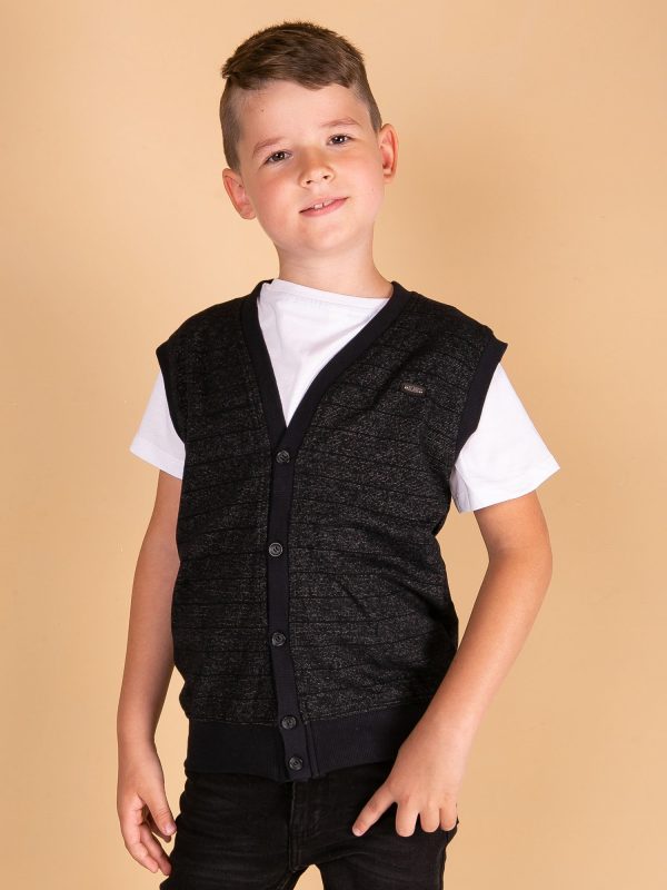 Wholesale Boys' Black Cardigan Vest