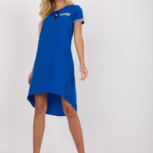 Wholesale Aleksa Blue Cotton Casual Dress