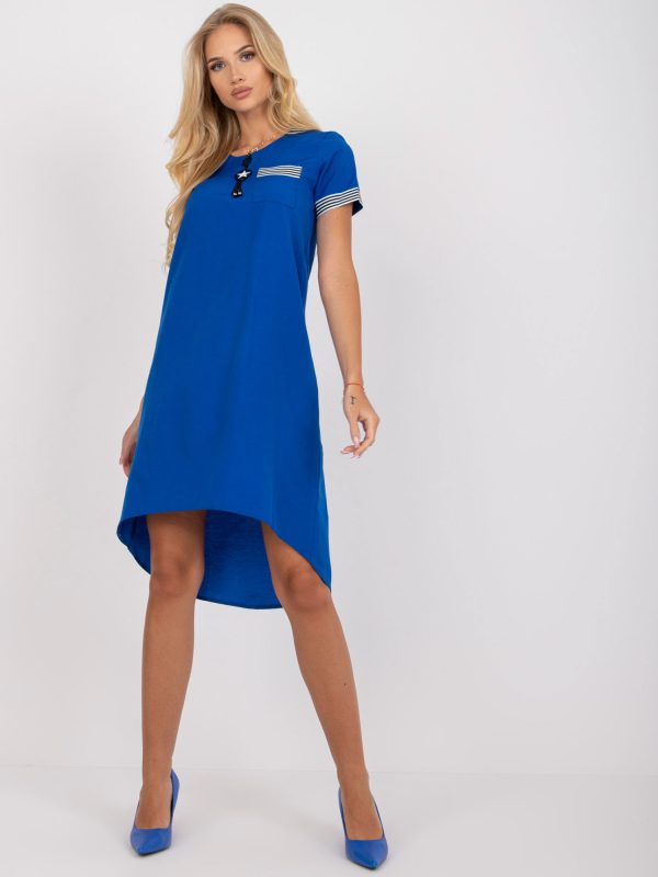 Wholesale Aleksa Blue Cotton Casual Dress