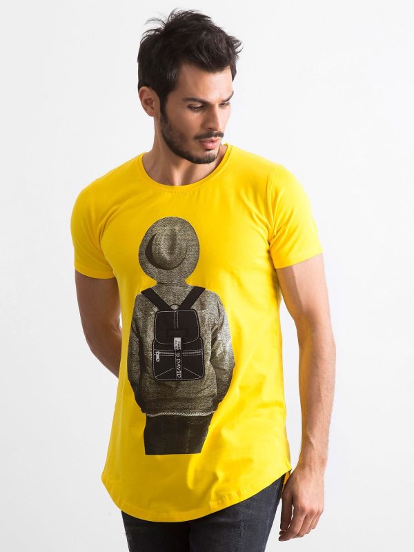 Wholesale Yellow Printed Men's T-Shirt