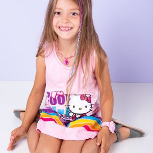 Wholesale Pink dress for girl HELLO KITTY