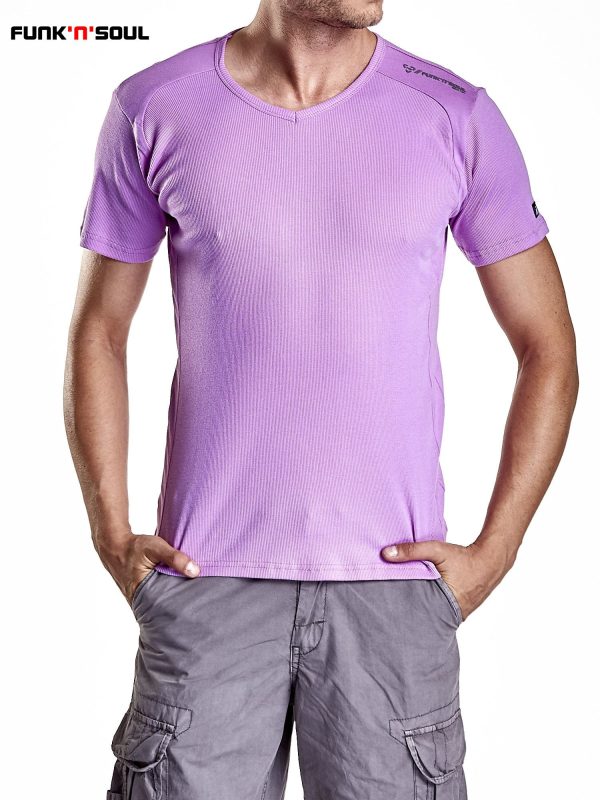 Wholesale Purple striped T-shirt for men Funk n Soul