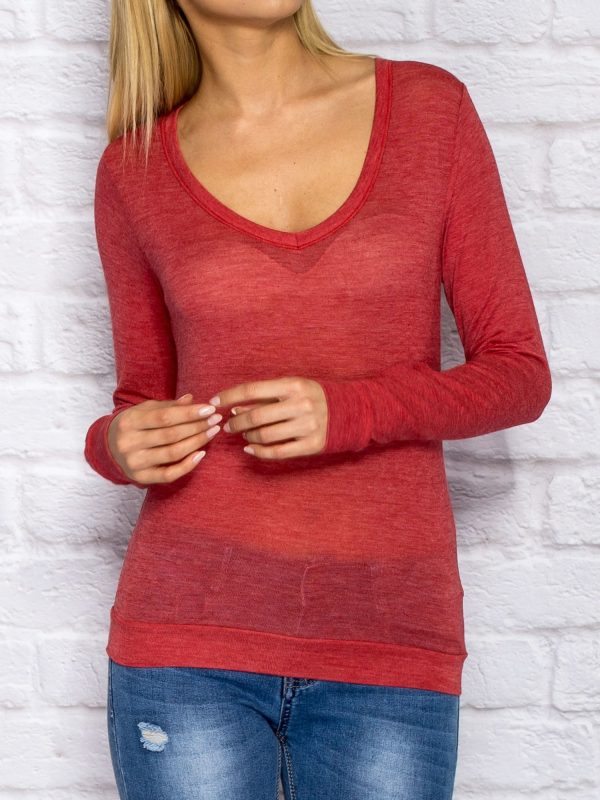 Wholesale Red blouse with rib