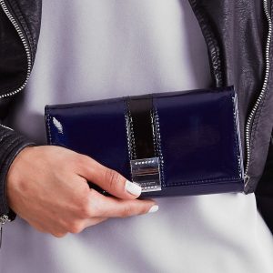 Wholesale Navy blue oblong lacquered wallet