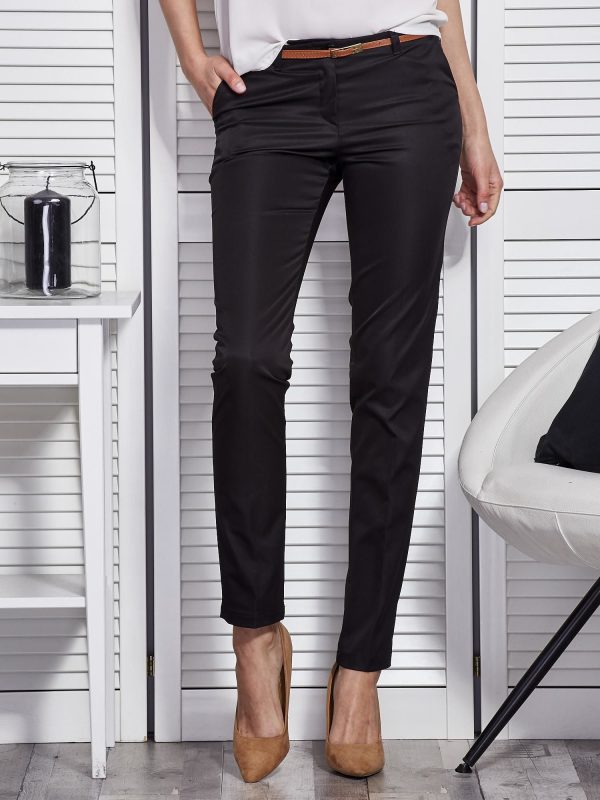 Wholesale Black Elegant Women's Trousers with Belt