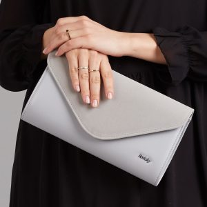 Wholesale Grey clutch bag with suede flip