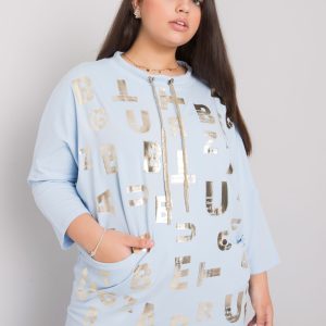 Wholesale Light Blue Plus Size Blouse with Keziah Print