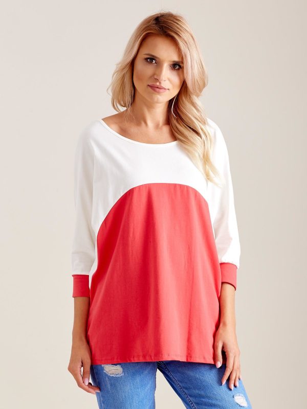 Wholesale Ecru-coral oversized blouse