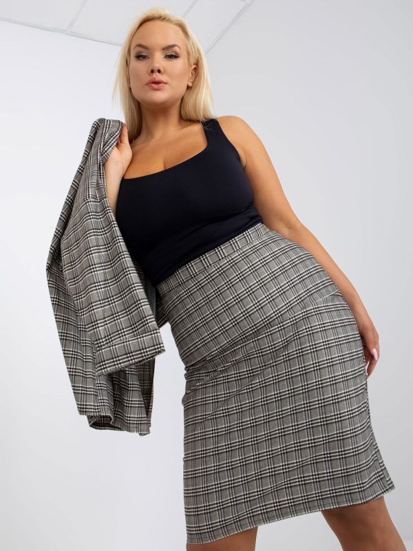 Wholesale Gray Plus Size Plaid Pencil Skirt