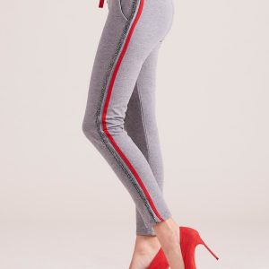 Wholesale Grey sweatpants with shiny stripe