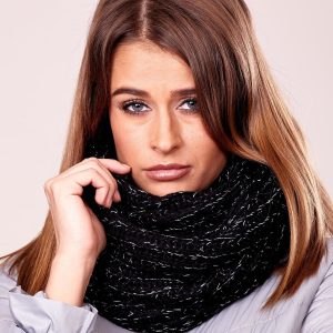 Wholesale Black scarf with shiny thread