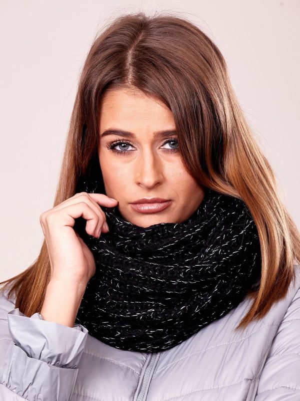 Wholesale Black scarf with shiny thread