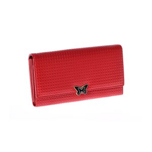 Wholesale Women's Red Leather Wallet with Decorative Clasp