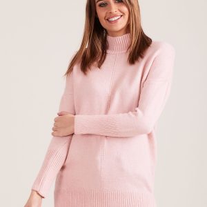 Wholesale Light Pink Women's Turtleneck Sweater