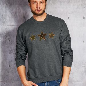 Wholesale Graphite sweatshirt for men with camo stars