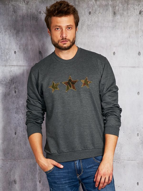 Wholesale Graphite sweatshirt for men with camo stars