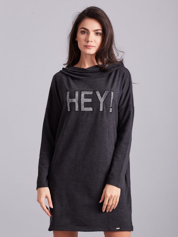 Wholesale Dark Grey Hooded Dress