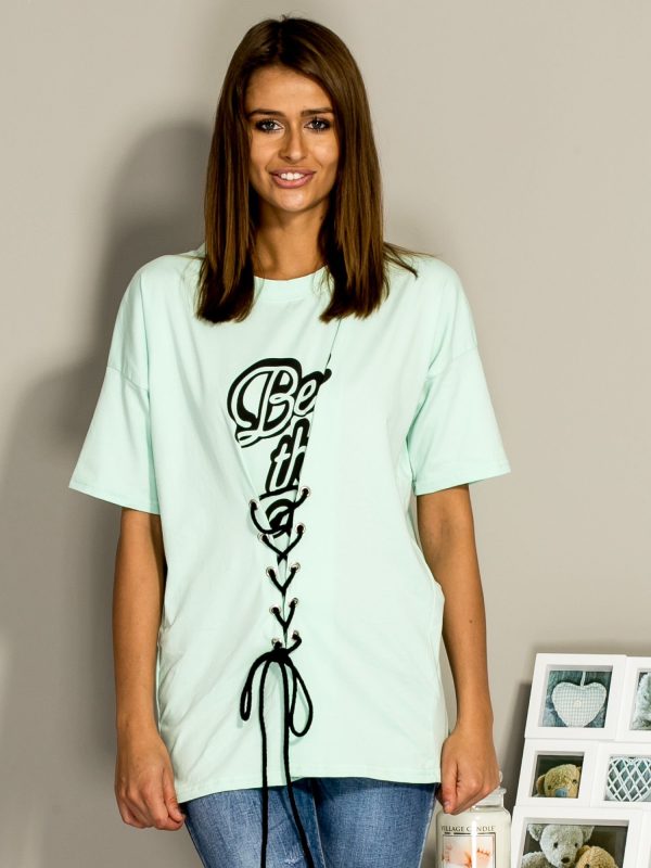 Wholesale Mint t-shirt with lacing