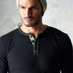 Wholesale Men's Black Long Sleeve Blouse