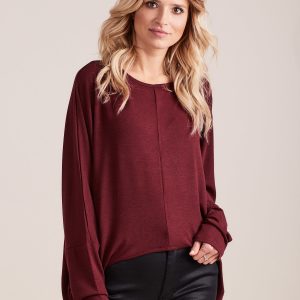 Wholesale Burgundy asymmetrical oversize blouse