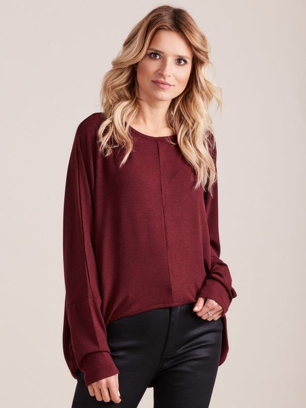 Wholesale Burgundy asymmetrical oversize blouse