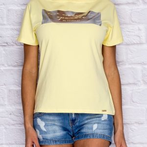 Wholesale Yellow t-shirt with glossy print