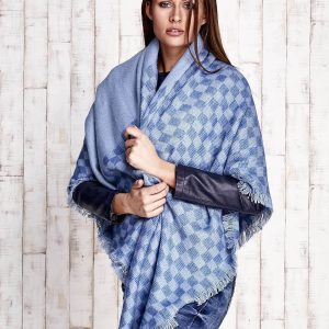 Wholesale Blue and navy blue woolen sling in squares