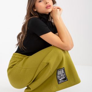 Wholesale Olive midi sweatshirt skirt with zipper