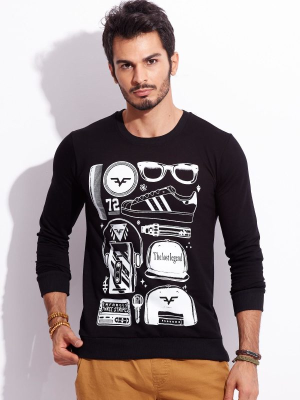 Wholesale Black sweatshirt for men without a hood with print