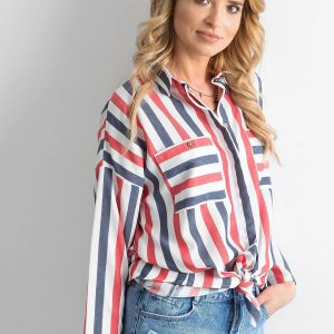 Wholesale Red and navy striped oversize shirt