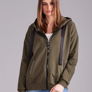 Wholesale Khaki Cotton Zipper Sweatshirt