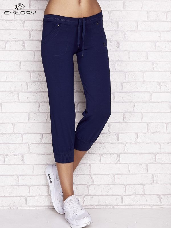 Wholesale Light navy capri sweatpants with back pocket