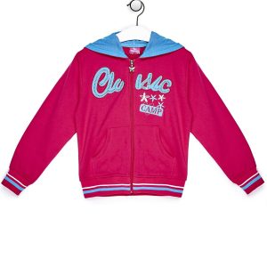 Wholesale Dark pink sweatshirt for girl with stripes and inscription