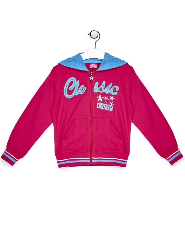 Wholesale Dark pink sweatshirt for girl with stripes and inscription