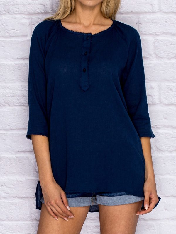 Wholesale Navy blue tunic in boho style