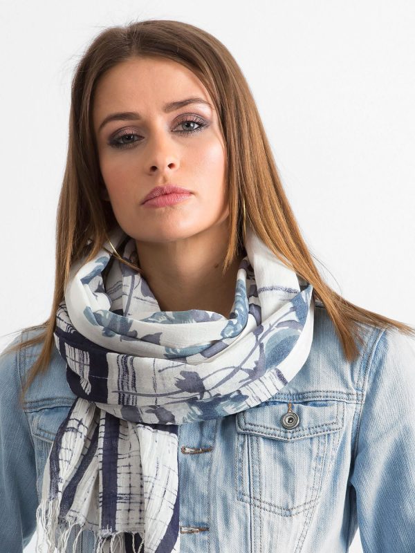 Wholesale Grey-blue cotton scarf with patterns