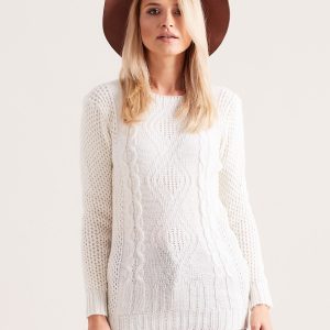 Wholesale Ecru knitted sweater with braids