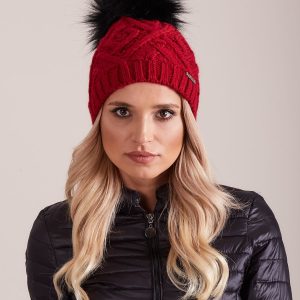 Wholesale Burgundy insulated cap with braid weaves