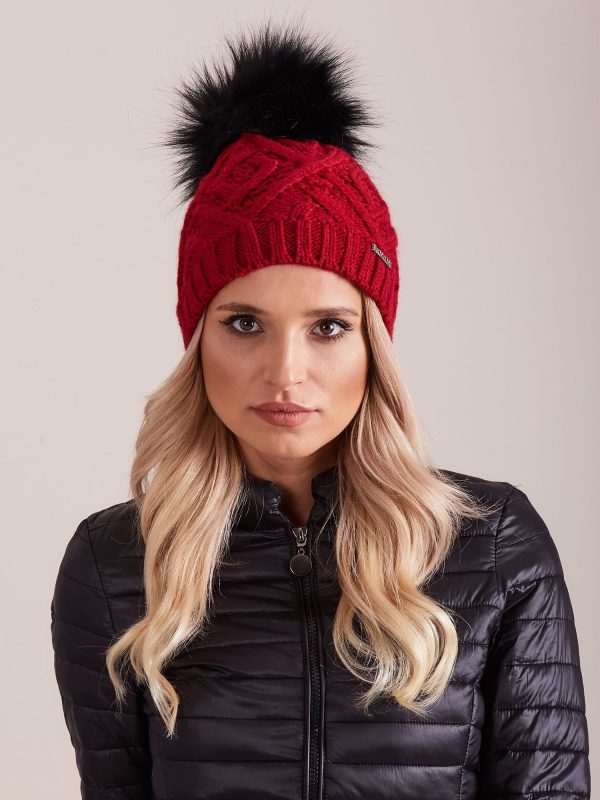 Wholesale Burgundy insulated cap with braid weaves