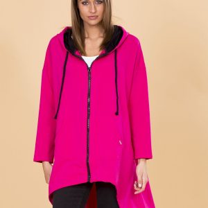 Wholesale Dark Pink Asymmetrical Sweatshirt with Hoodie