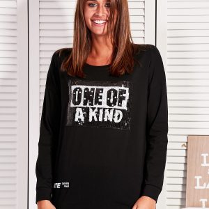 Wholesale Women's blouse with sequin lettering black