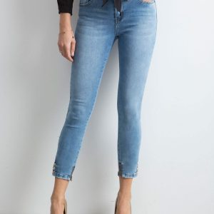 Wholesale Skinny jeans trousers with zippers blue