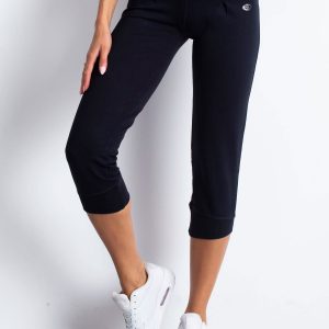 Wholesale Navy blue capri sweatpants with zipper pocket