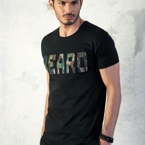 Wholesale Black t-shirt for men with camo inscription