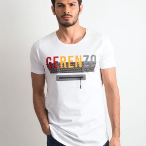 Wholesale White Men's T-Shirt with Lettering