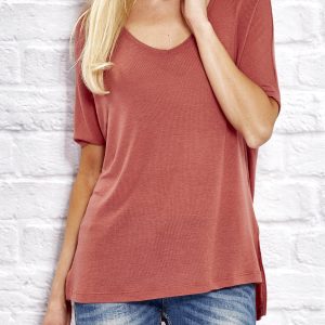 Wholesale Bright red blouse in oversize cut